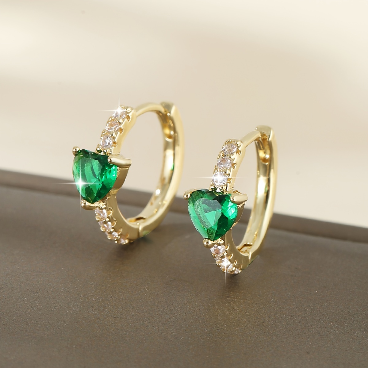 Heart Shaped Hoop Earrings with Cubic Zirconia